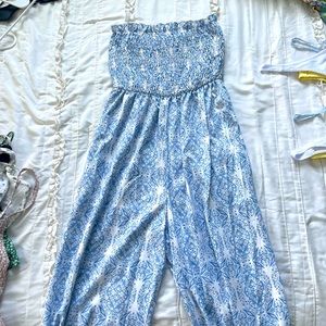 Blue and white jumpsuit